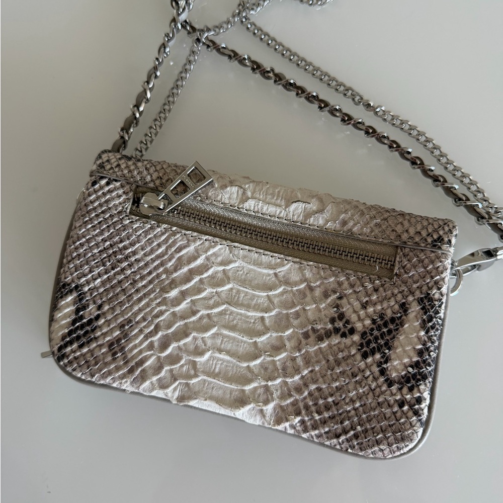 Zadig Silver Snake-Embossed Crossbody Mini Bag with Chain Strap - Picture 3 of 5